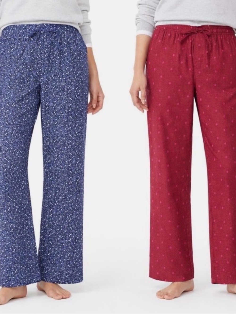 GAP Two-Pair Sleep Pants Set — Navy Print & Burgundy Dot